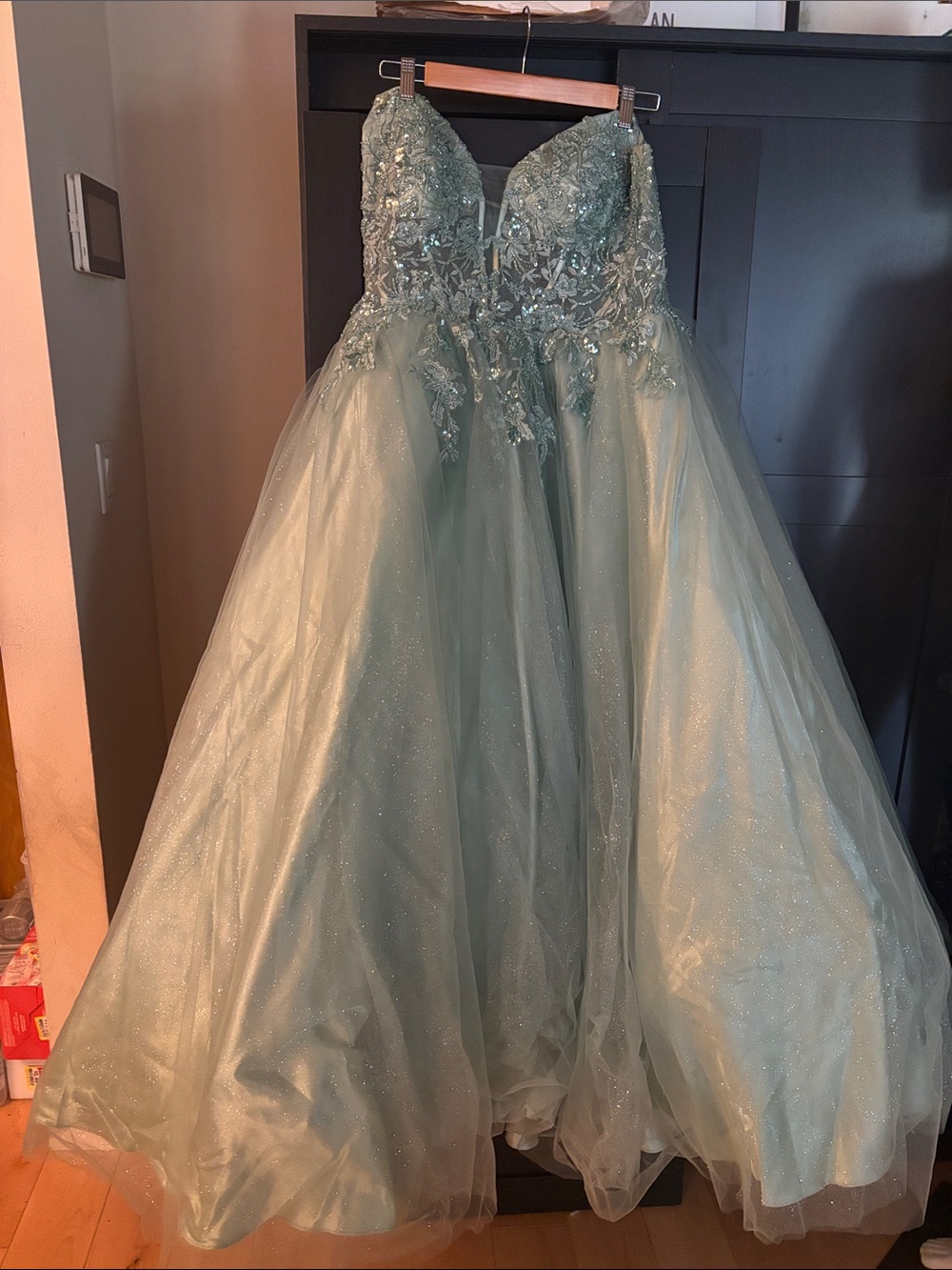 Girls Formal Tulle Ball Gown Dress in Sage Green